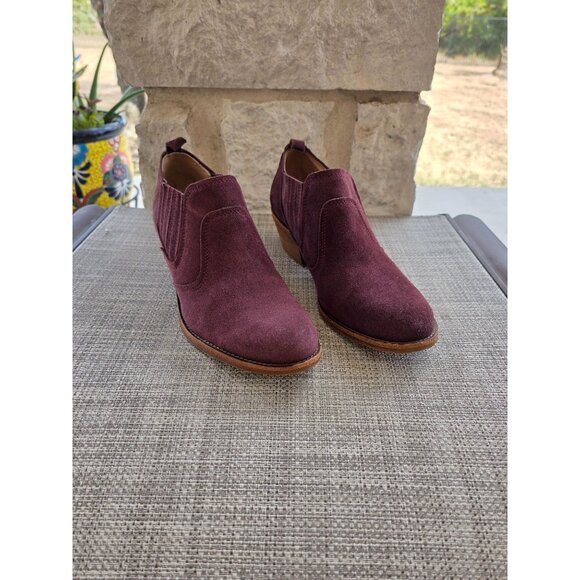 Söfft Women’s Burgundy Suede Ankle Booties Size 10M Western Block Heel - Picture 1 of 10